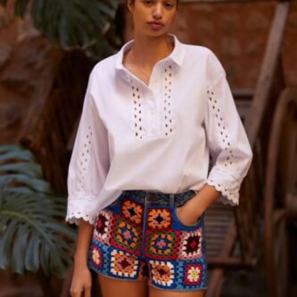 Farm Rio Anthropologie Granny square crochet shorts!